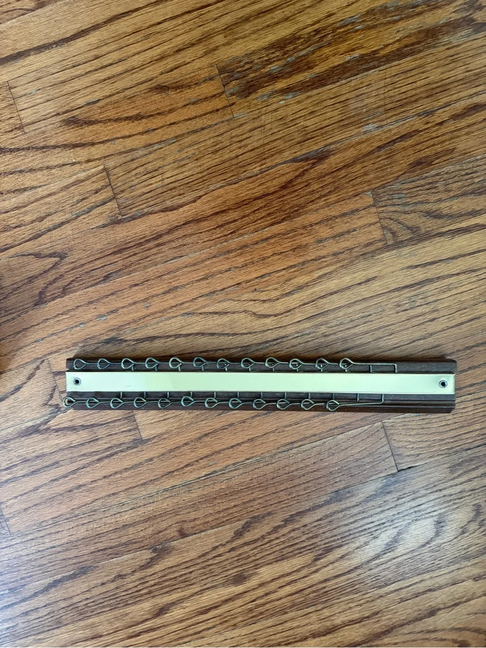 Vintage Wood & Brass Tie Scarf Belt Holder Rack Organizer Holds 24
